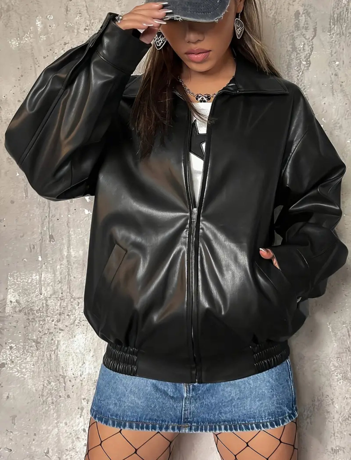 Leather Oversized Jacket