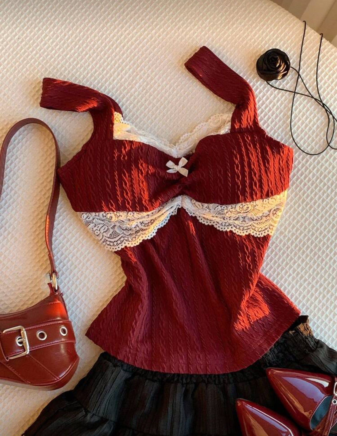 Lace bow cami