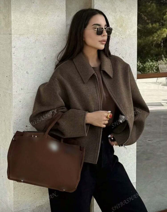 Premium Soft Fleece Stuff Jacket brown