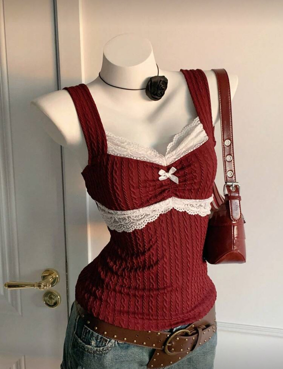 Lace bow cami