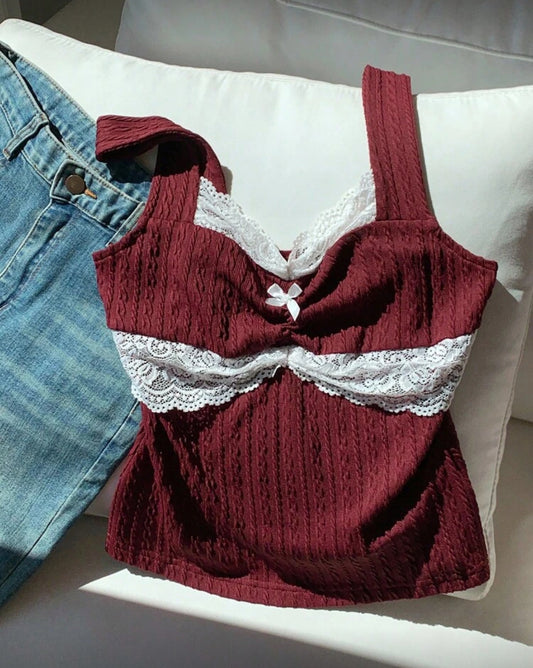 Lace bow cami