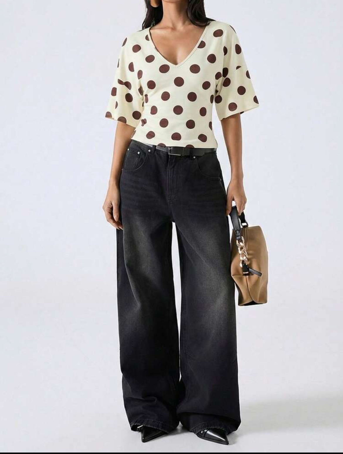 V neck Polka dot