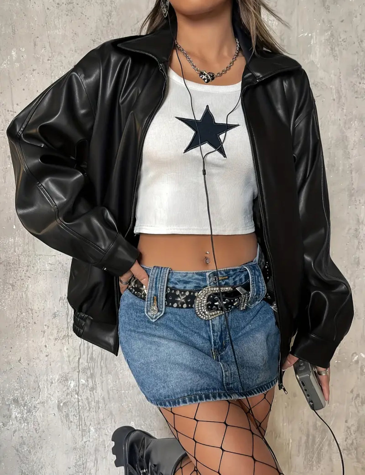 Leather Oversized Jacket