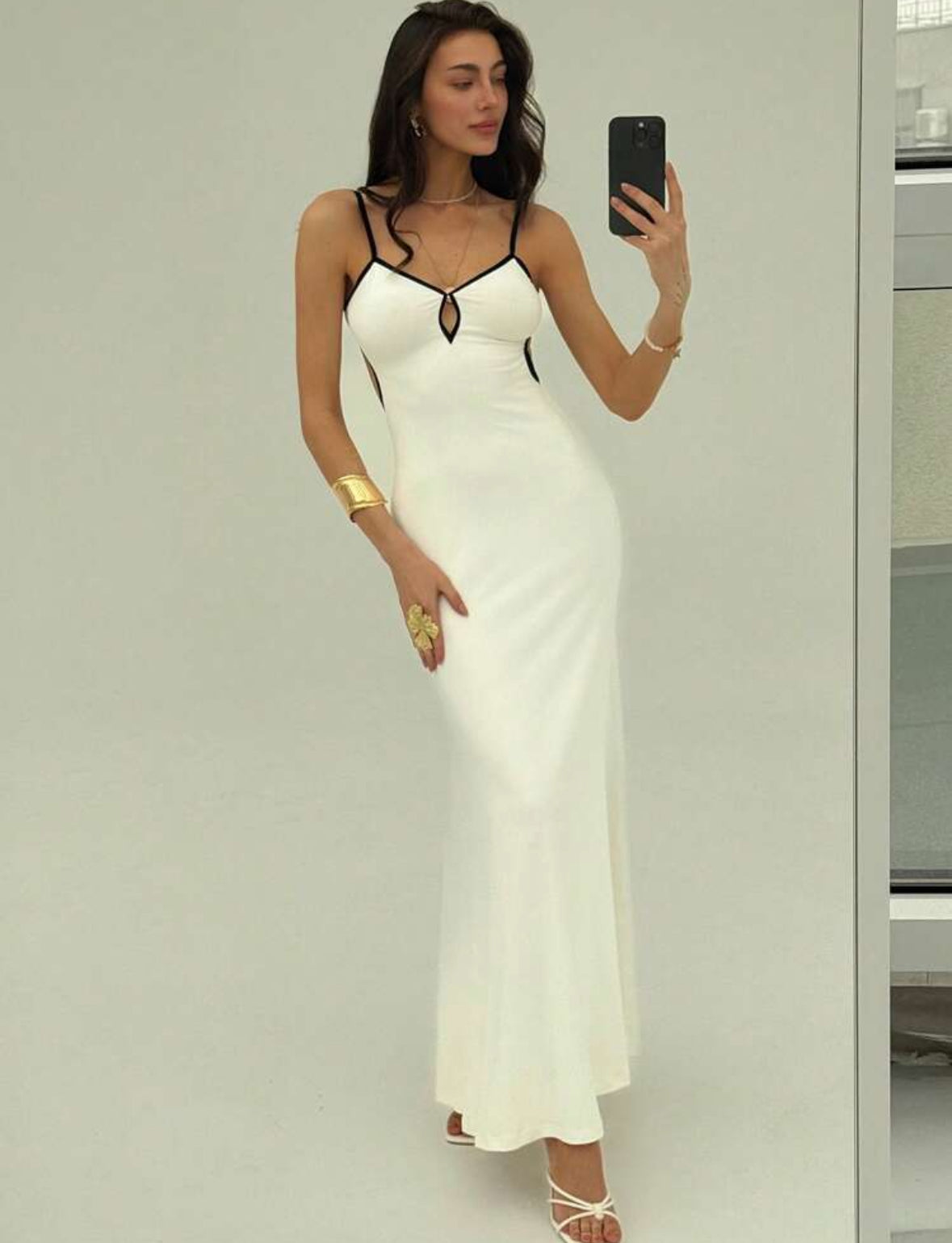 Black and white contrast dress