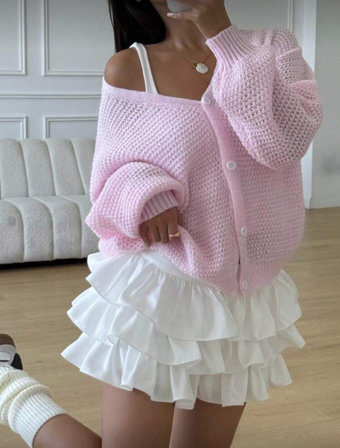Pink net sweater
