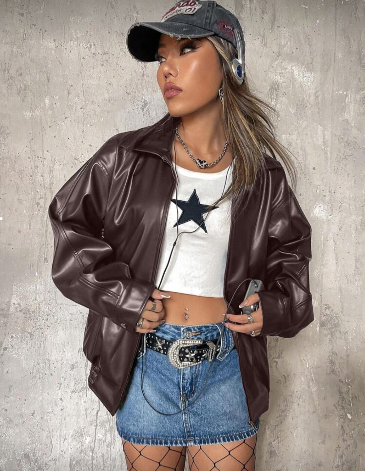 Leather Oversized Jacket