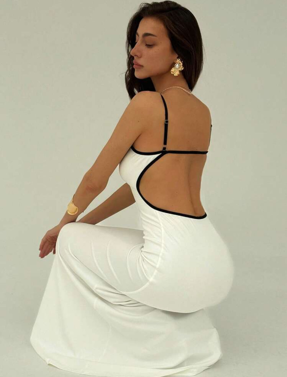 Black and white contrast dress