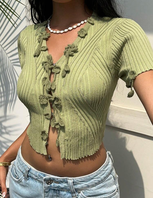 Green flower tee