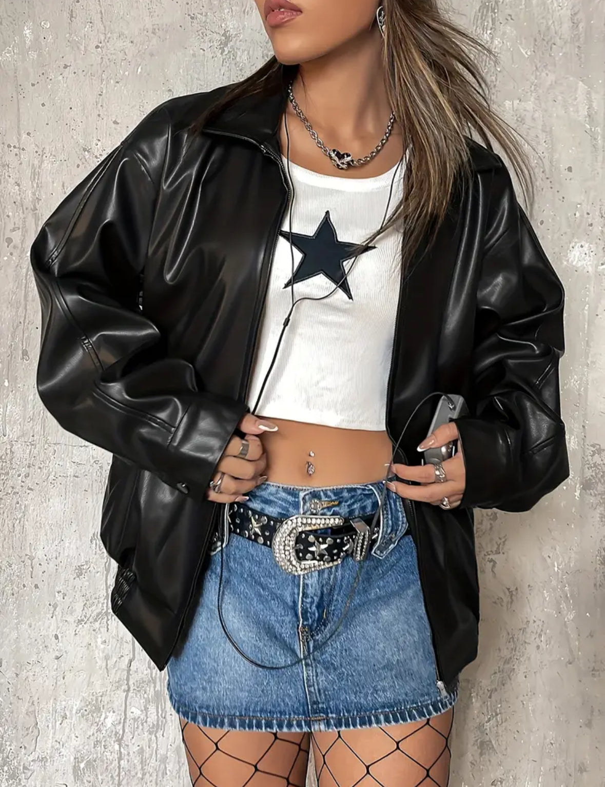 Leather Oversized Jacket