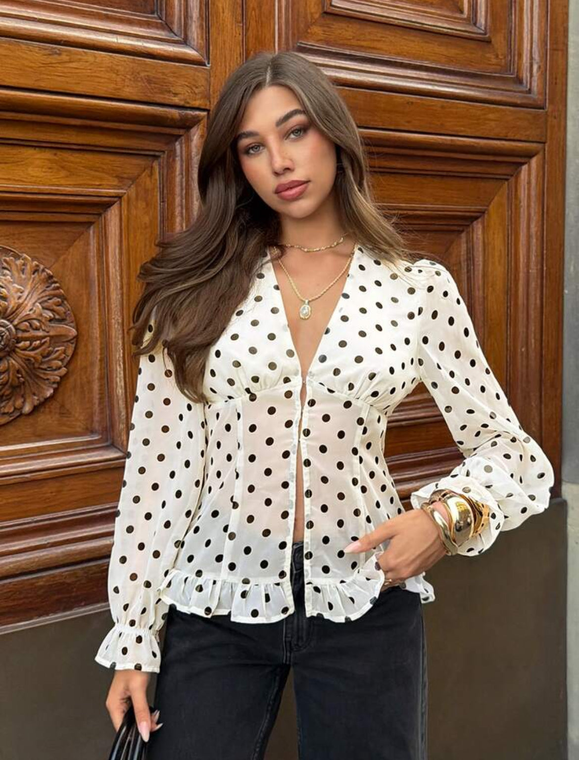 Polka Dot Chiffon Top