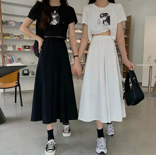 White and Black Skirt
