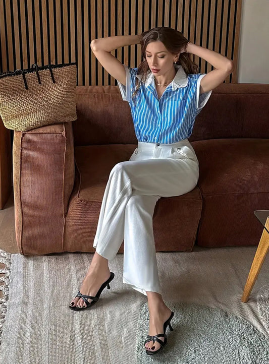 Button down striped