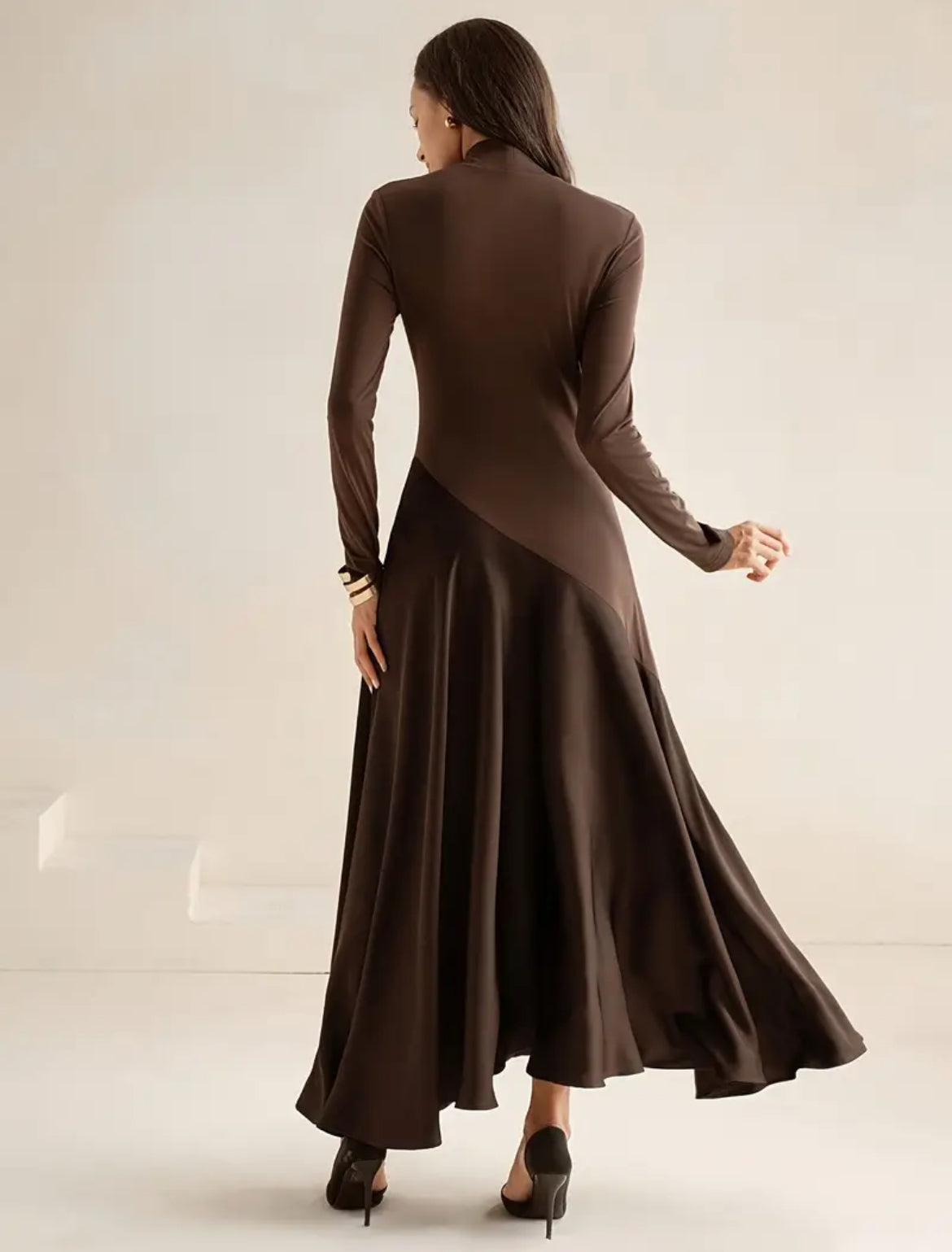 Brown Long Sleeve Dress