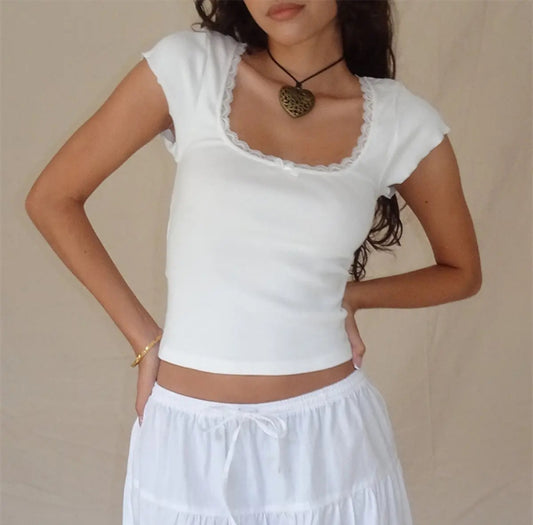 y2k lace crop top