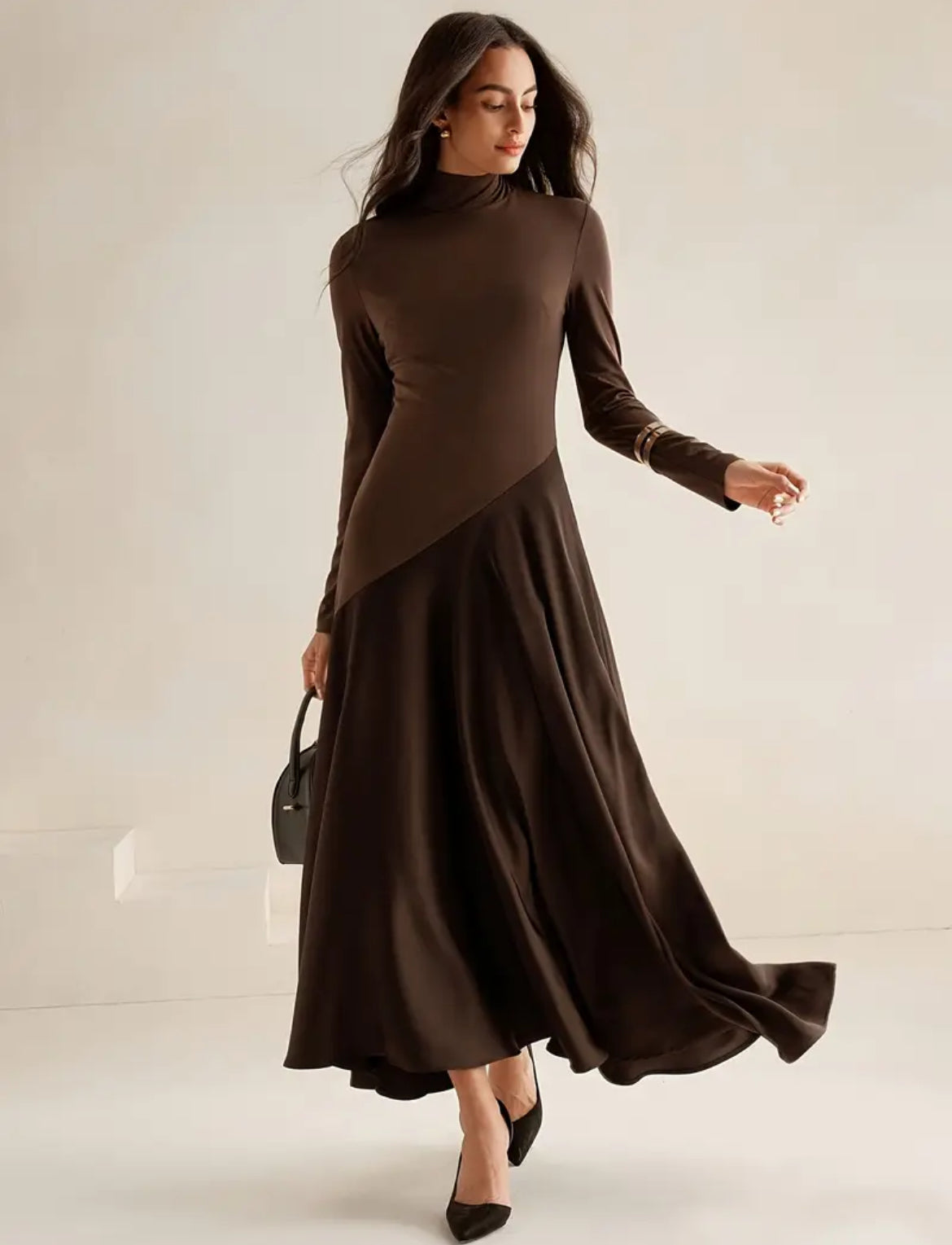 Brown Long Sleeve Dress