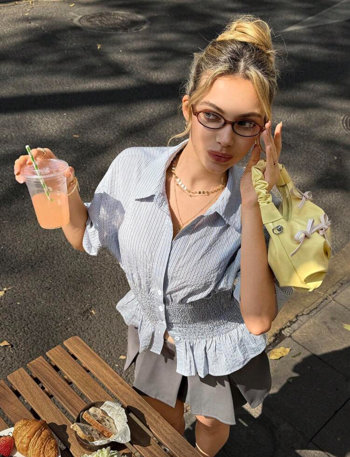 Light blue striped top