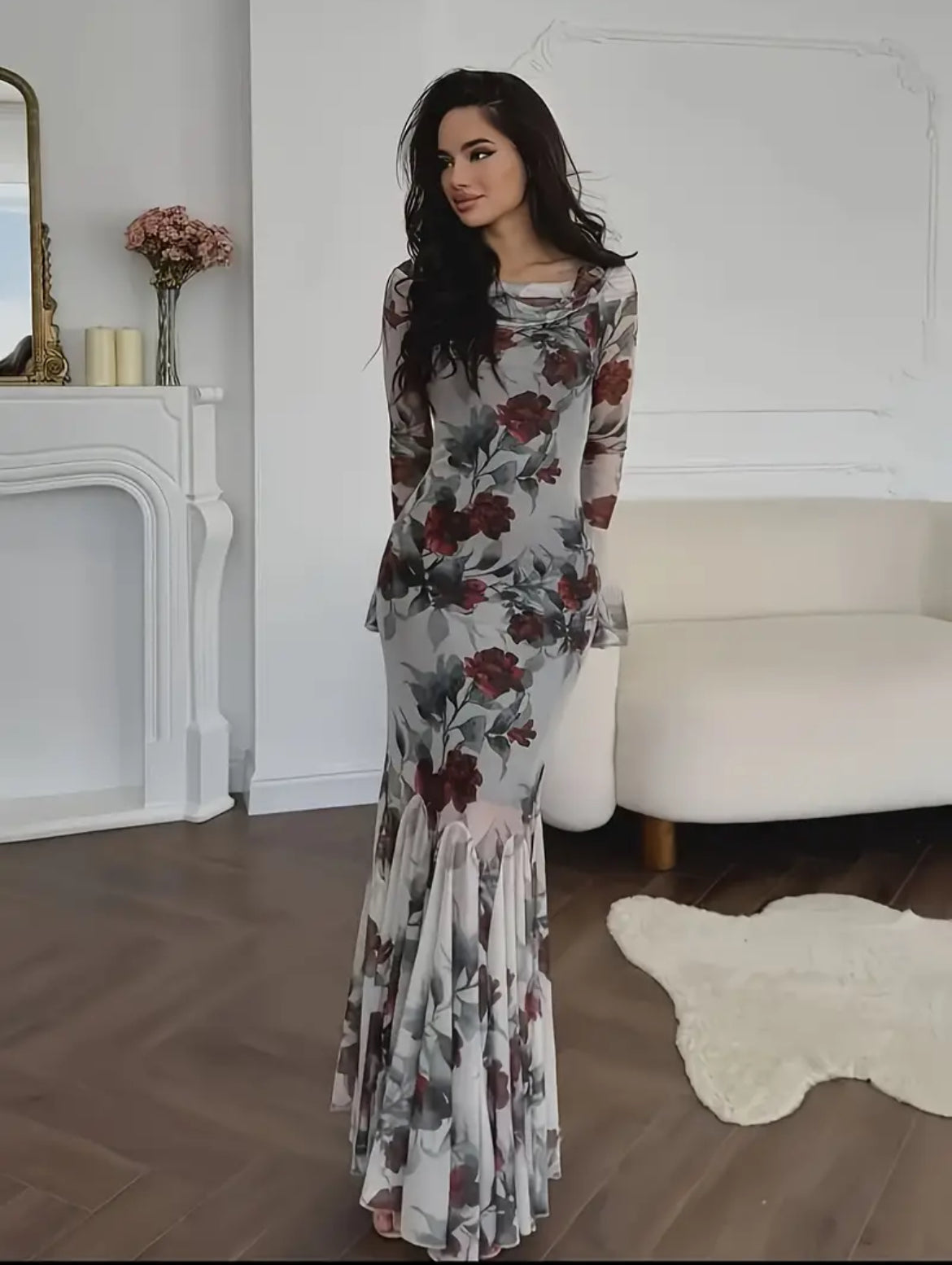 Ruffle Sleeve Long Dress