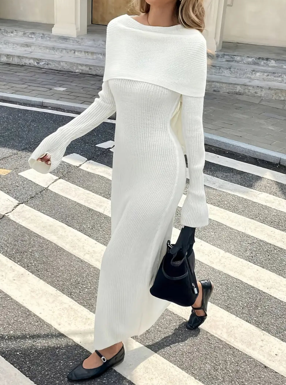 V neck dress with cape
