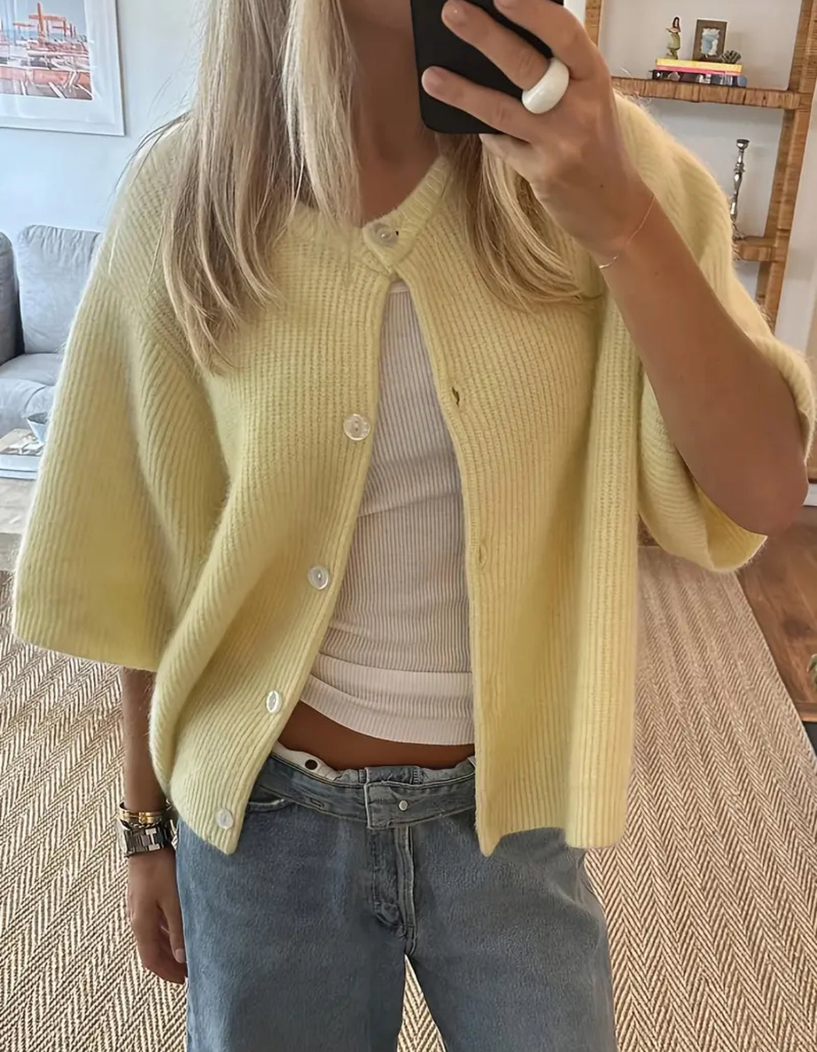 Cute knitted yellow sweater