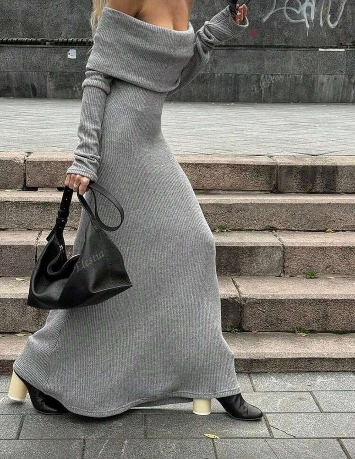 Shoulder Ribbed Dress