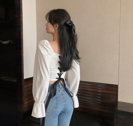 Drawstring Hollow Top