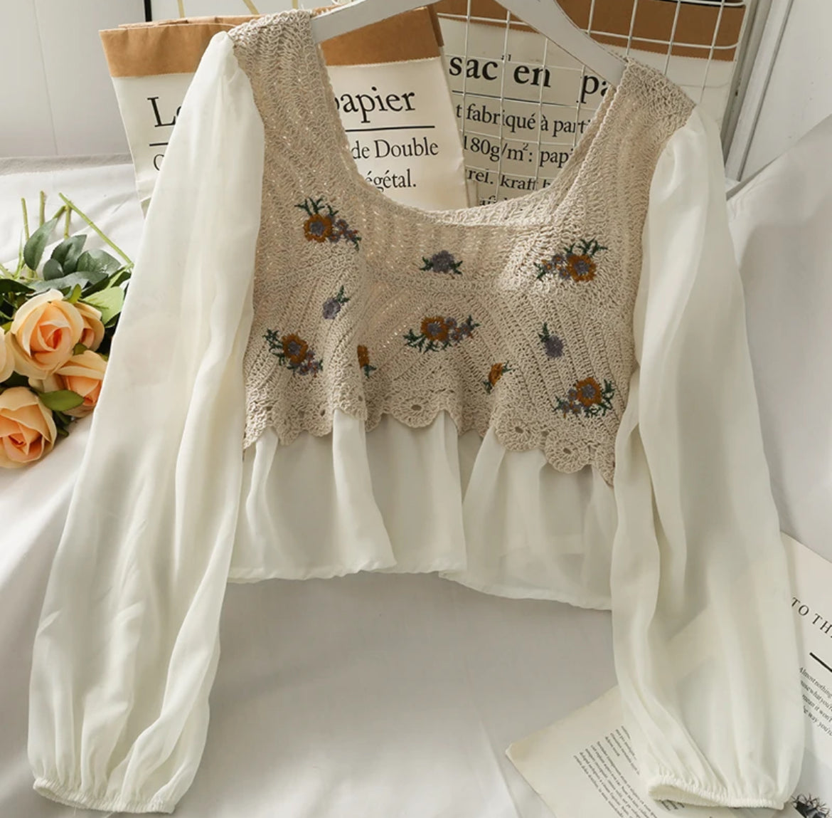 Embroidered Crochet Blouse