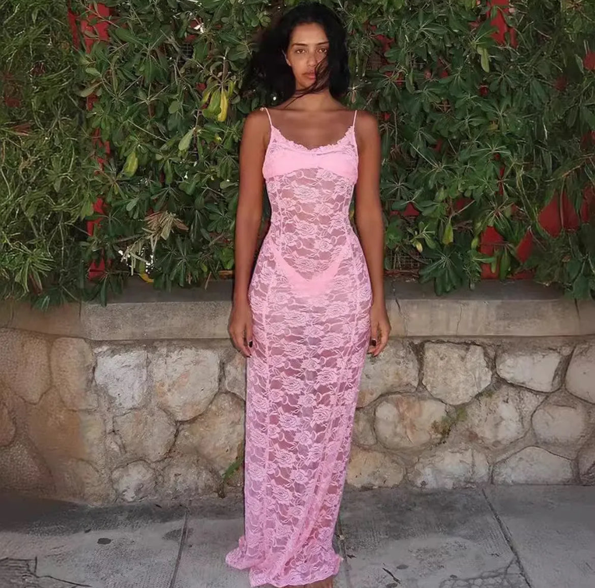 Pink lace bodycon