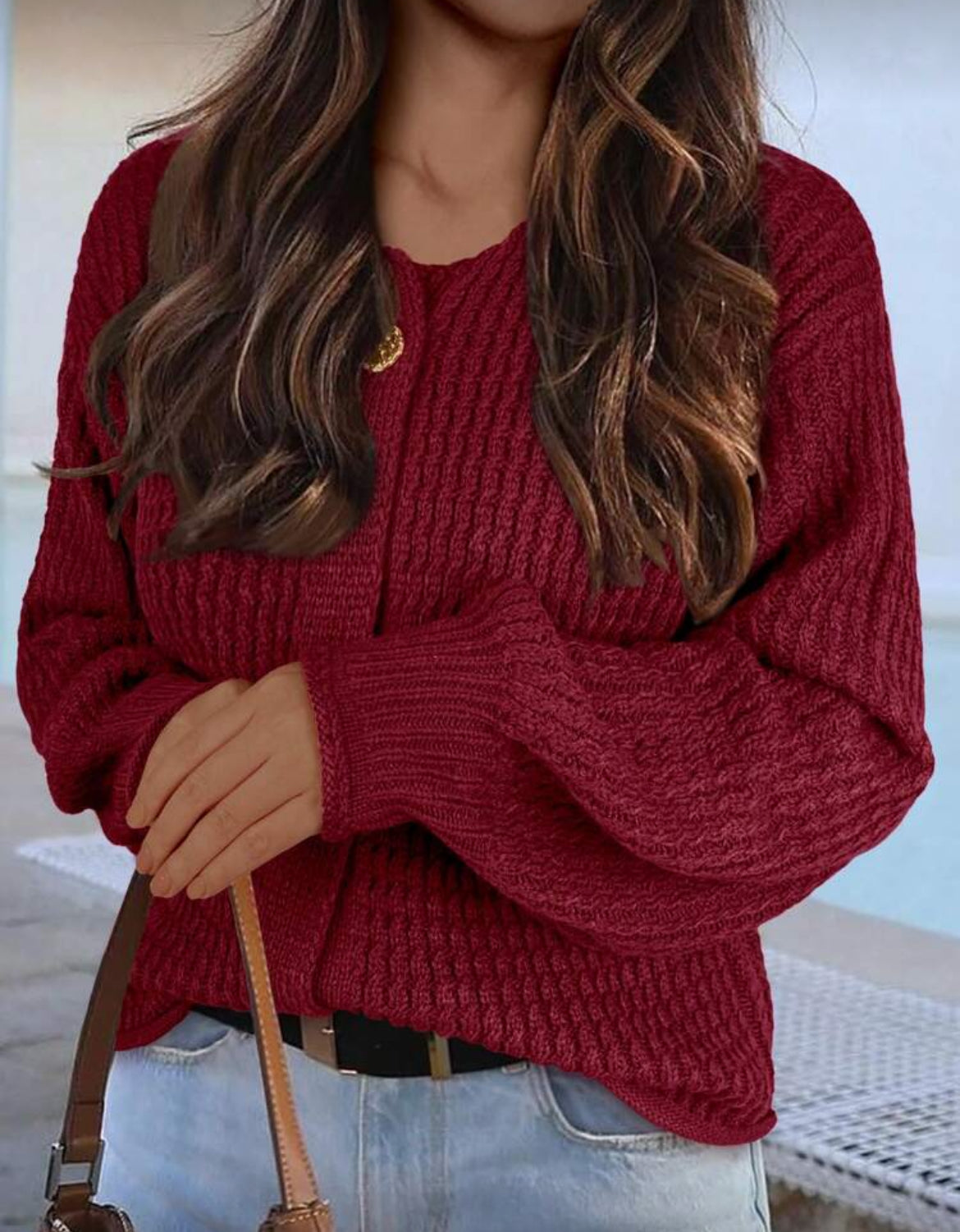 Burgundy Knitted Sweat