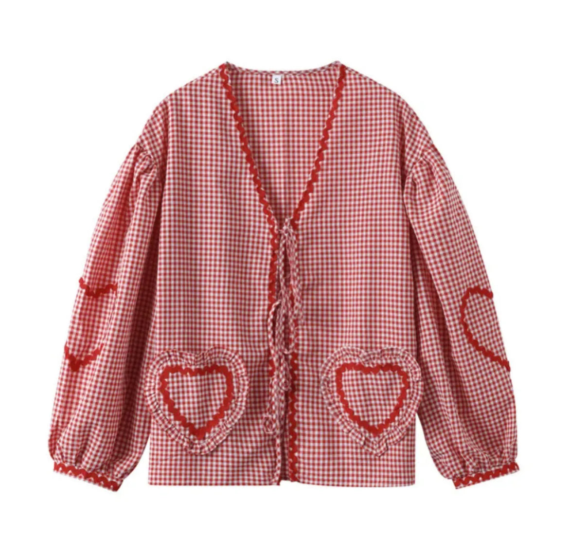 Heart Checkered Cardigan