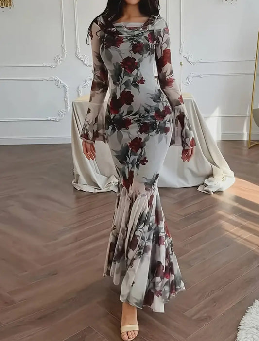 Ruffle Sleeve Long Dress