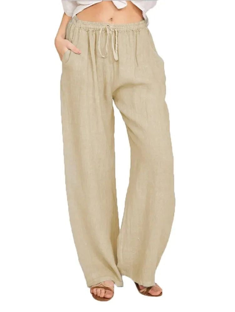 Solid color wide leg pants