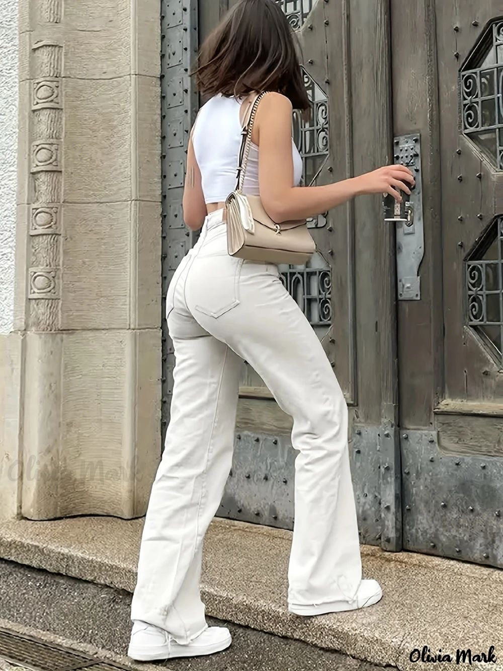 White wide leg jeans