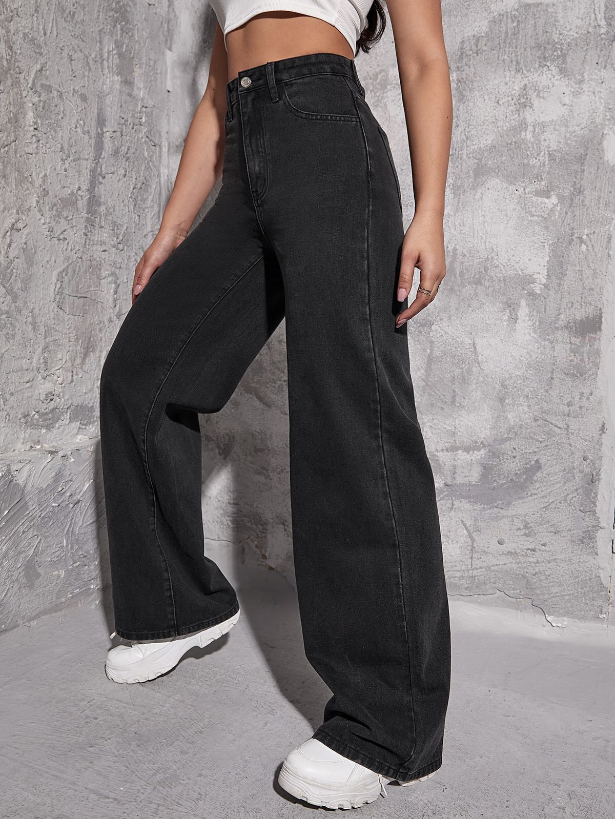Wide Leg Jeans Black