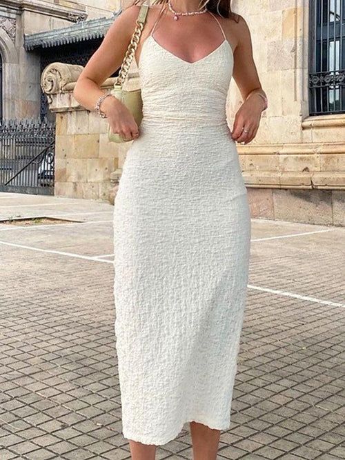 White Backless Maxi Dress