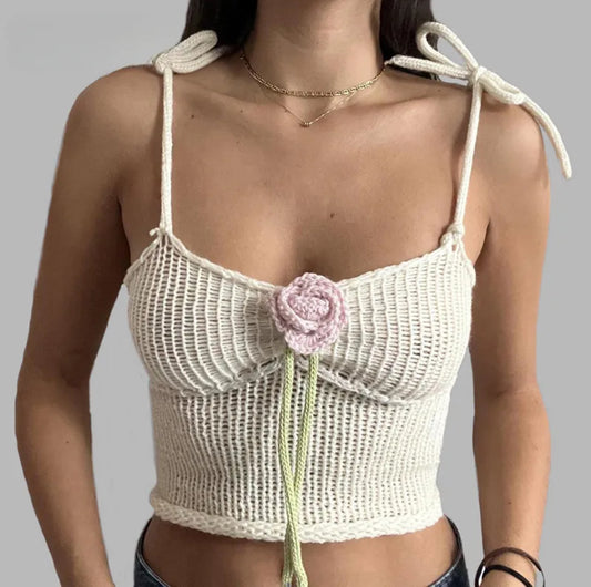 Flower crochet tank