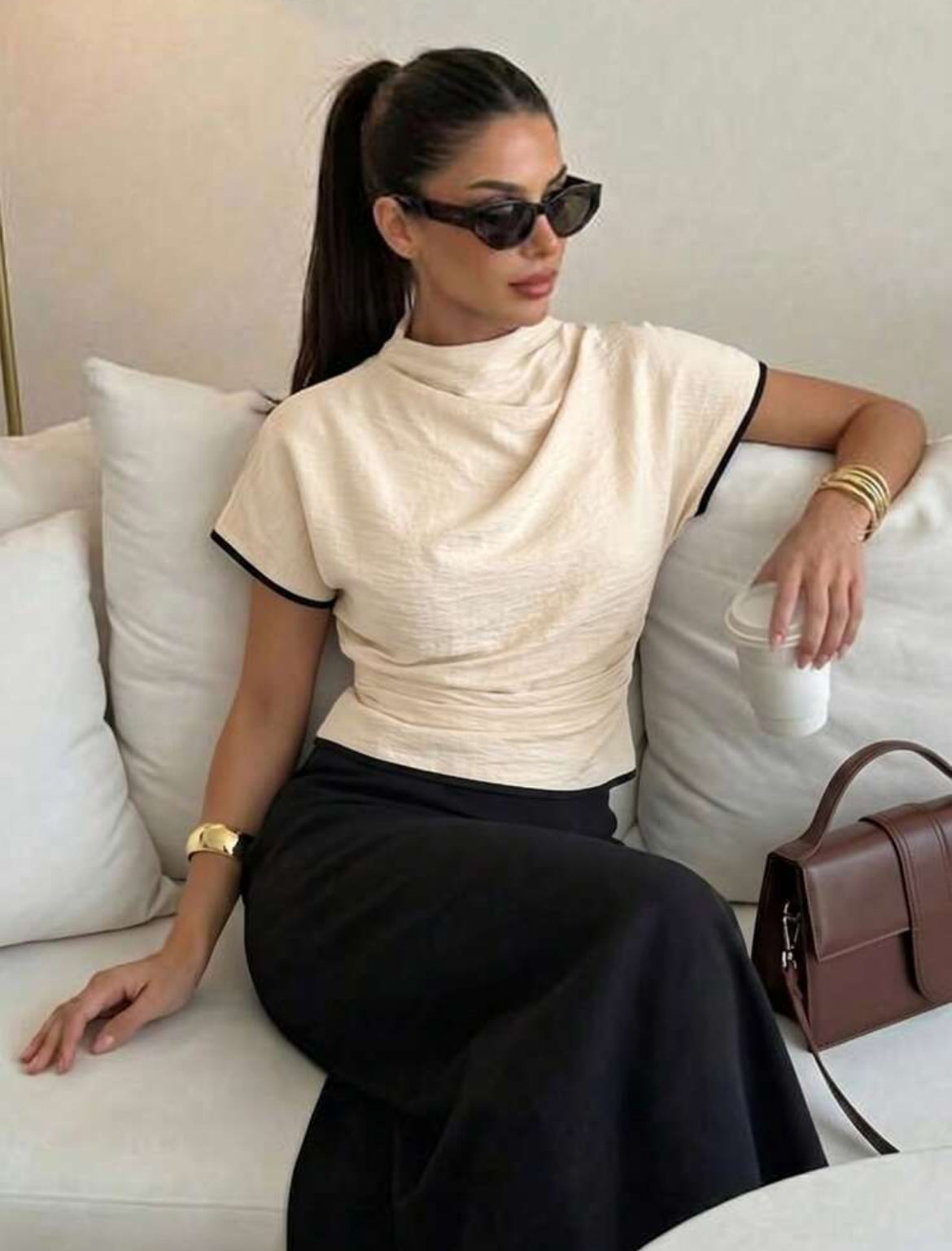 Women Wrinkled Collar  Blouse