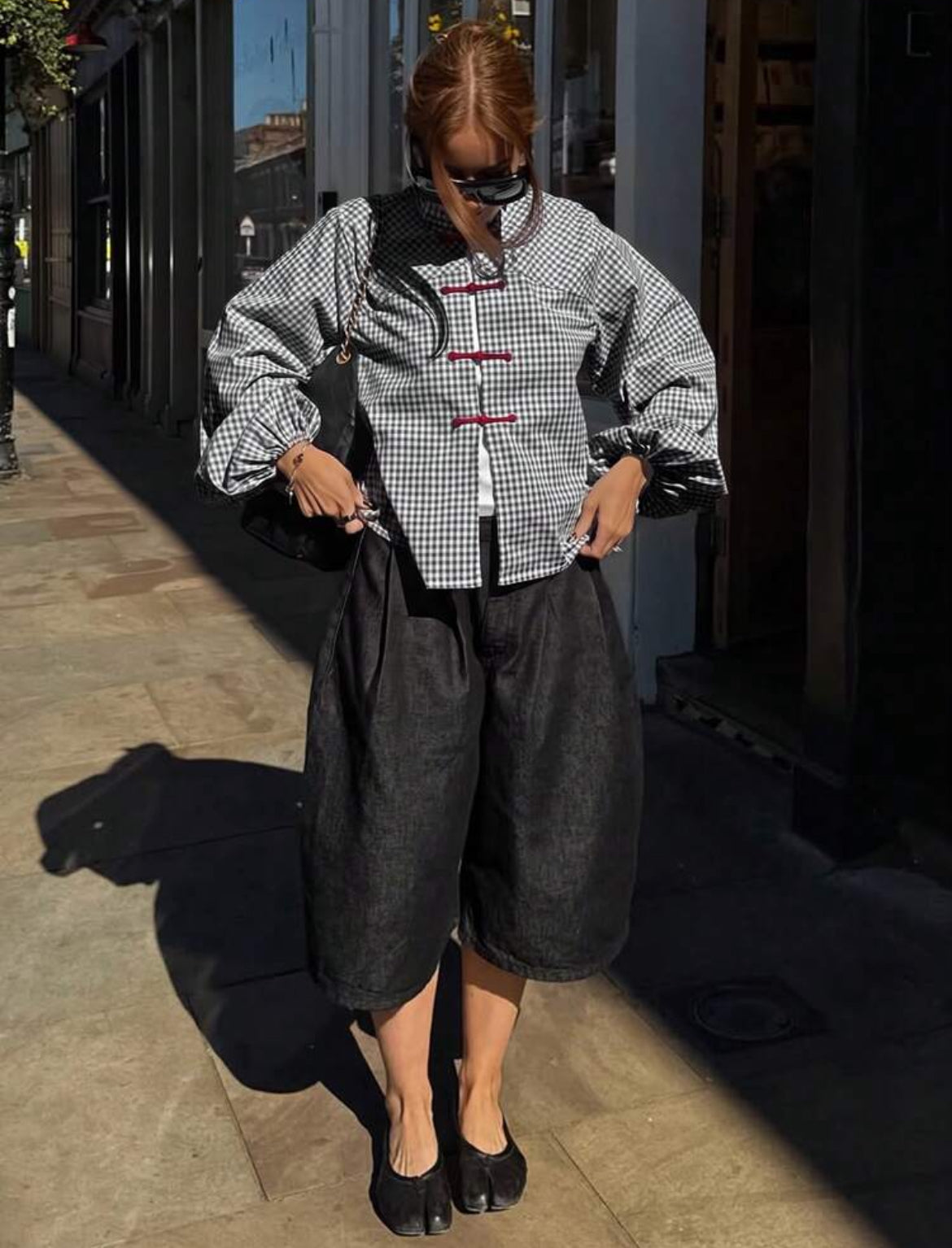 Plaid Chinese Top