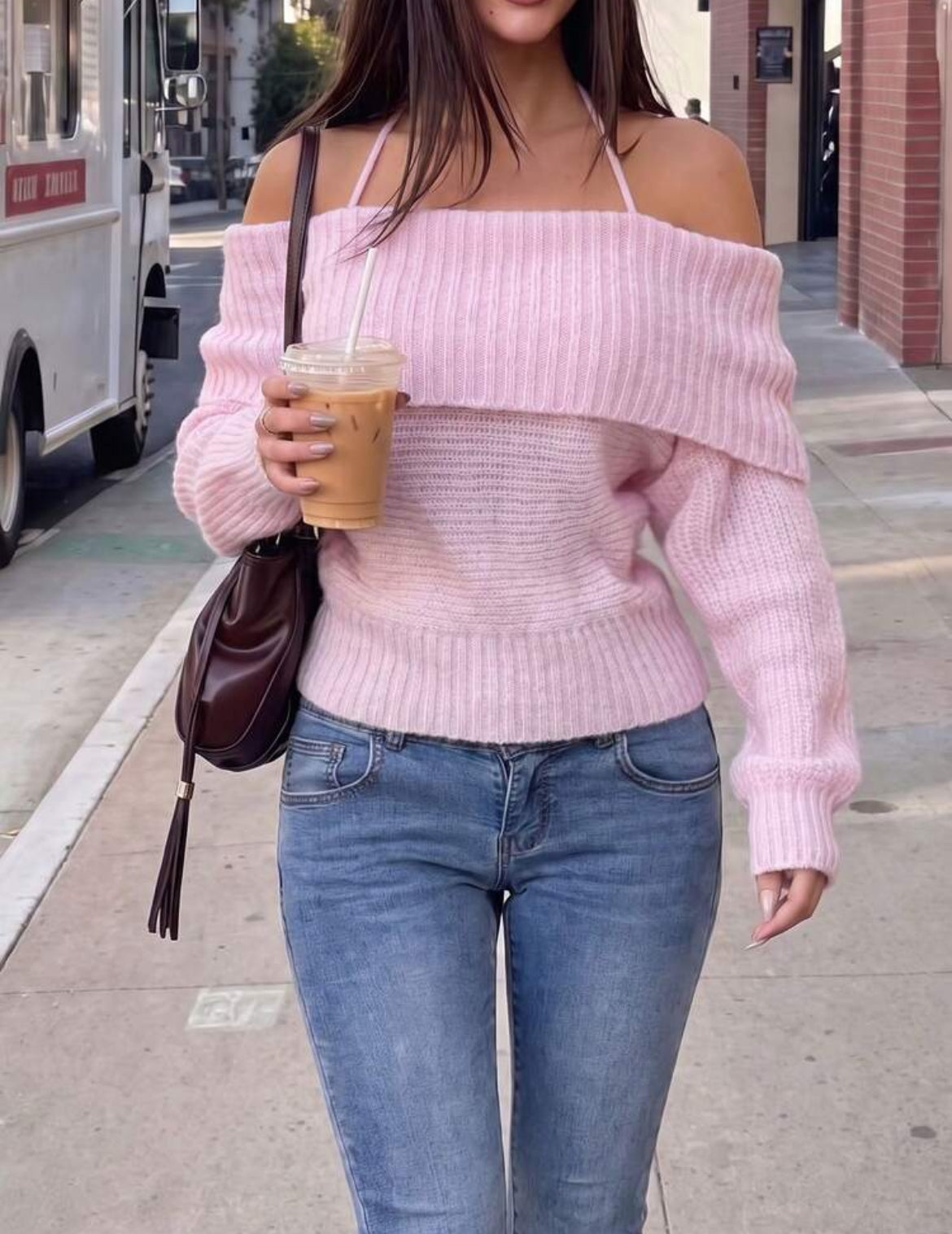 Pink Off Shoulder sweater