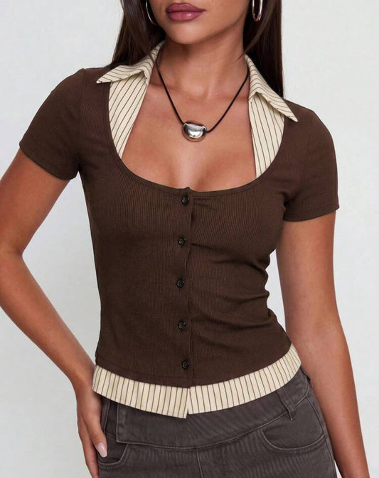 2 in 1 U neck blouse