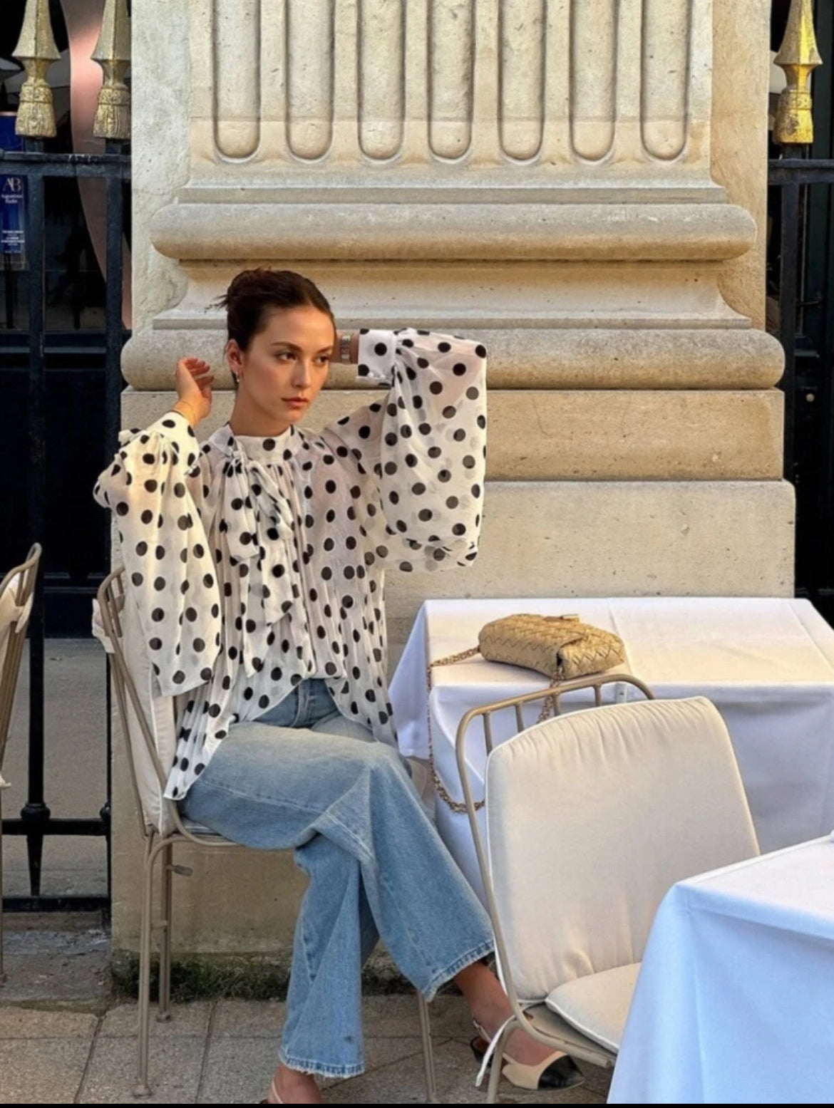 Polka Dot Chiffon Sheer Top