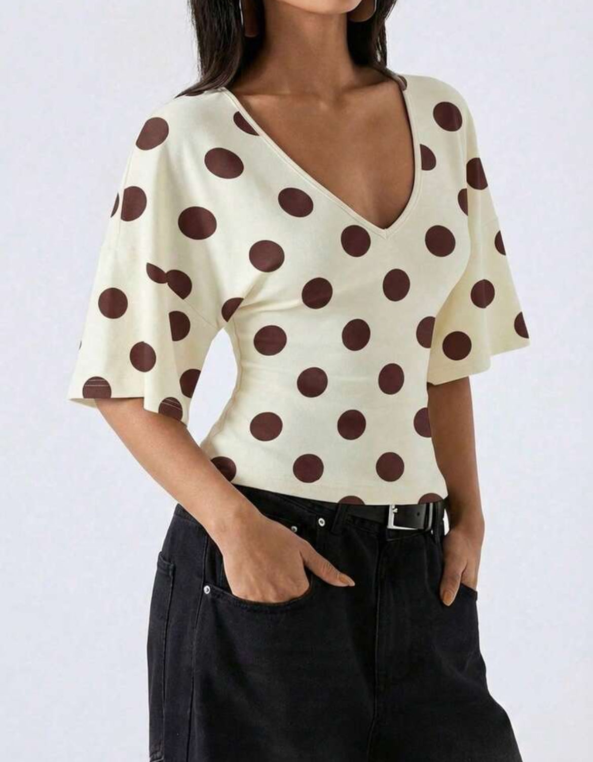 V neck Polka dot