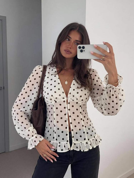 Polka Dot Chiffon Top