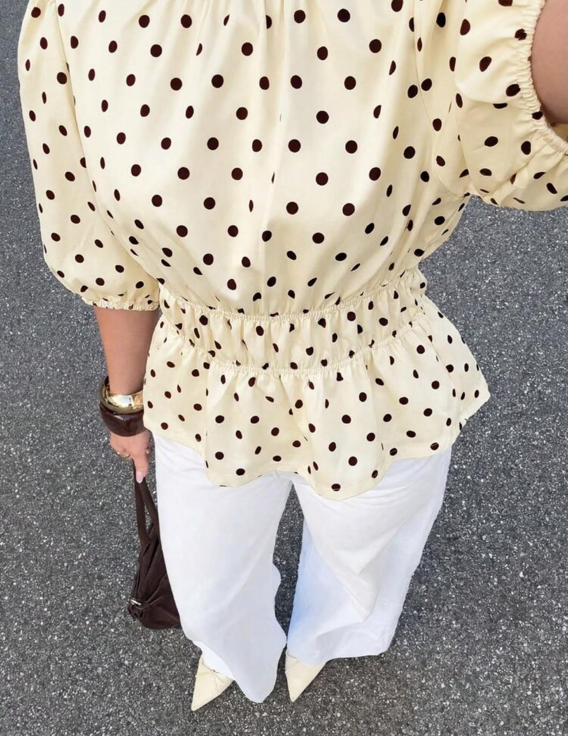 Polka Dot Petal Sleeve Top