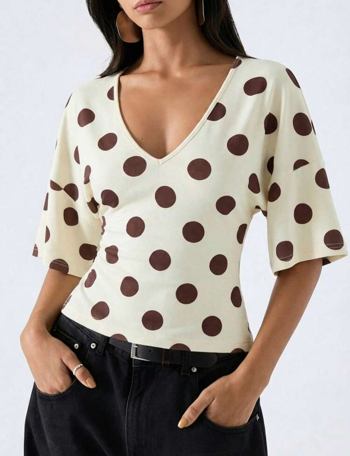 V neck Polka dot