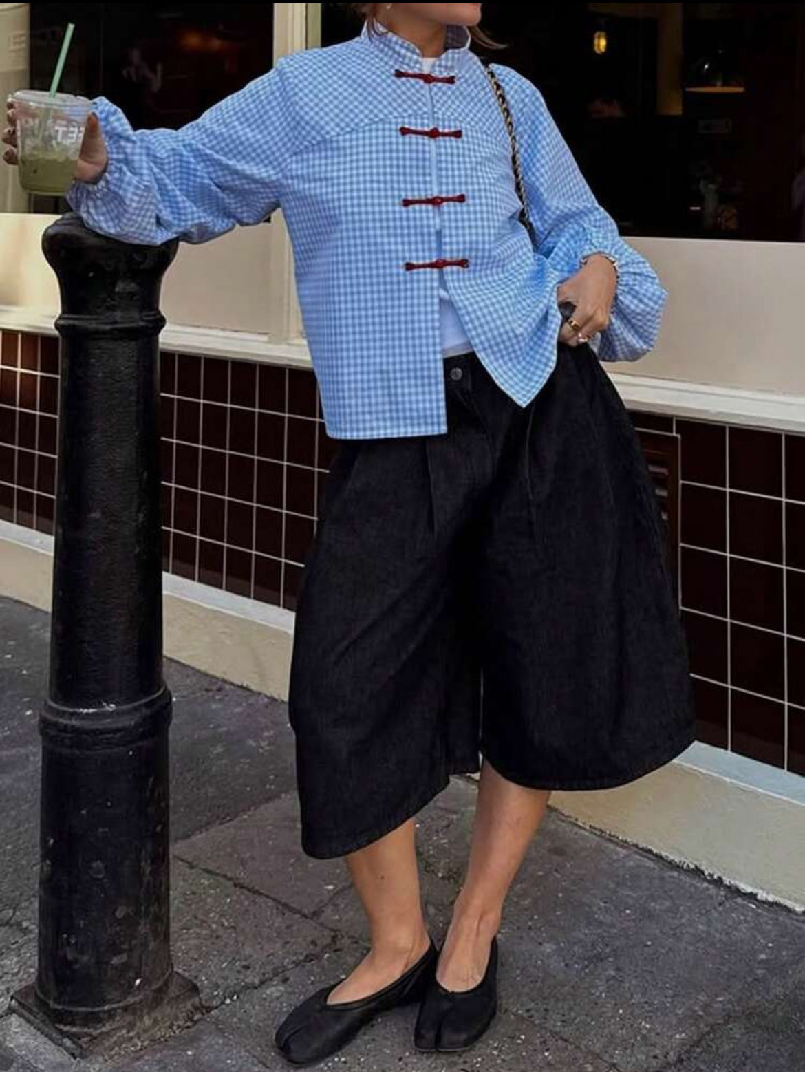 Plaid Chinese Top