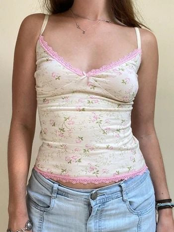 Floral lace tank