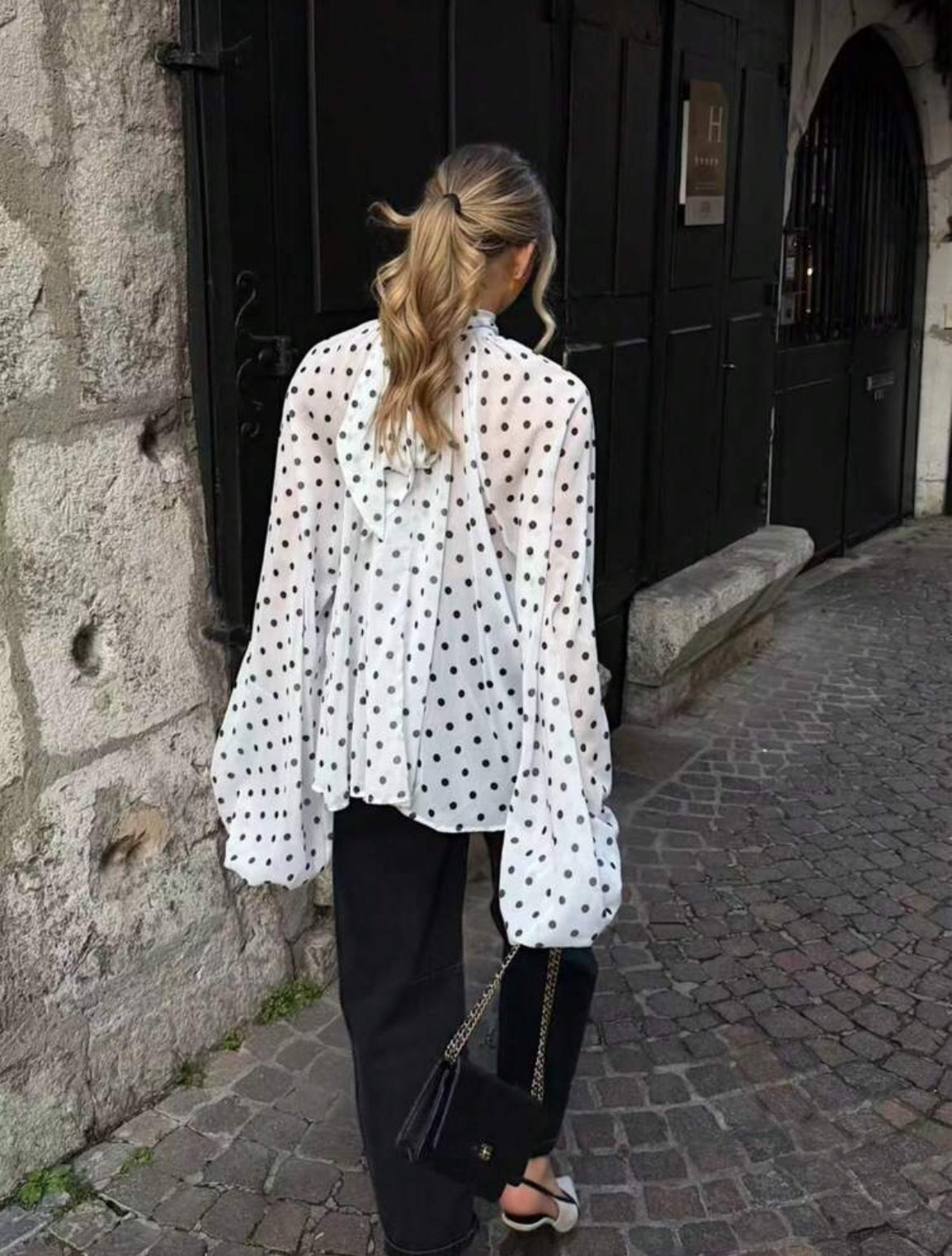 Polka Dot Chiffon Sheer Top