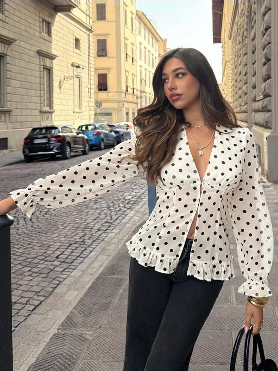 Polka Dot Chiffon Top