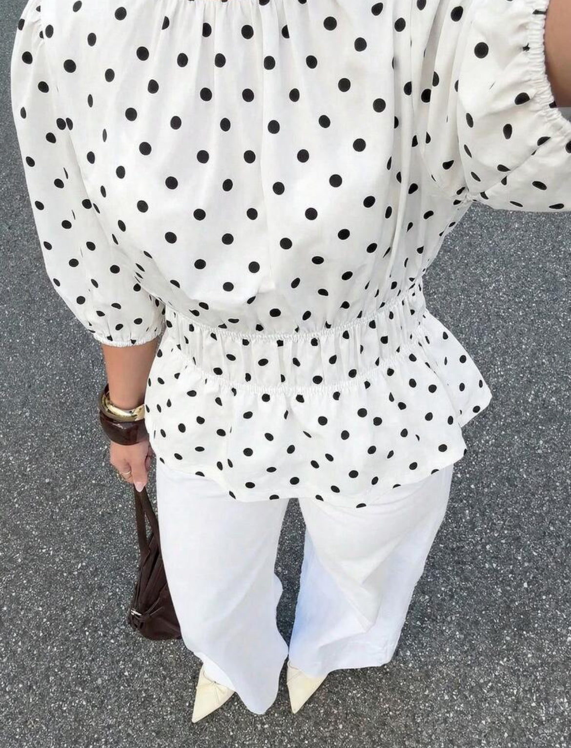 Polka Dot Petal Sleeve Top