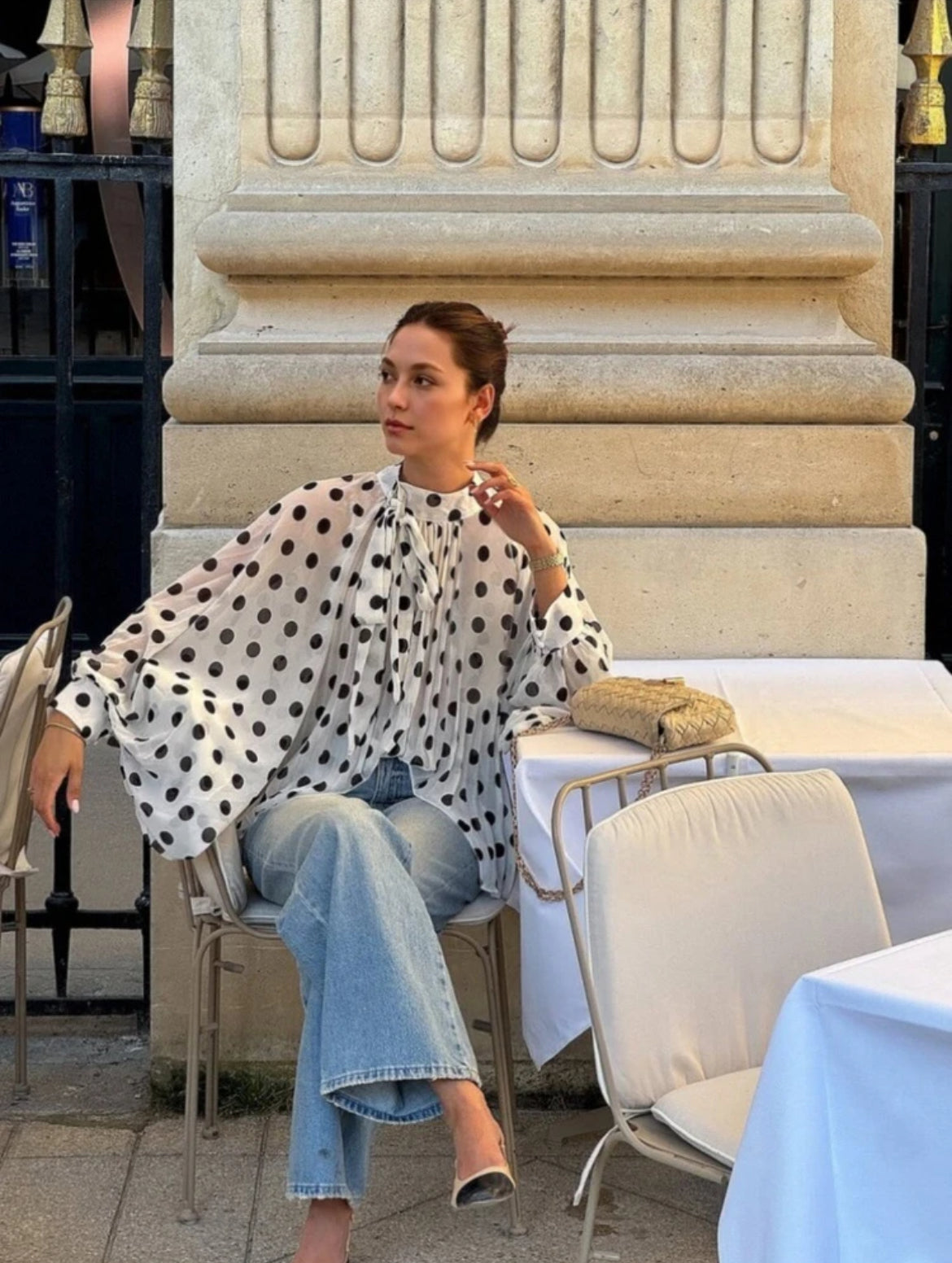 Polka Dot Chiffon Sheer Top